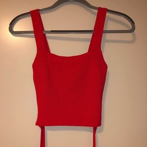 Red knit wrap crop top 🧶